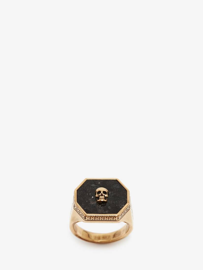 Anillos Alexander McQueen Skull Signet Hombre - Dorados - Mexico 379-BADNXI